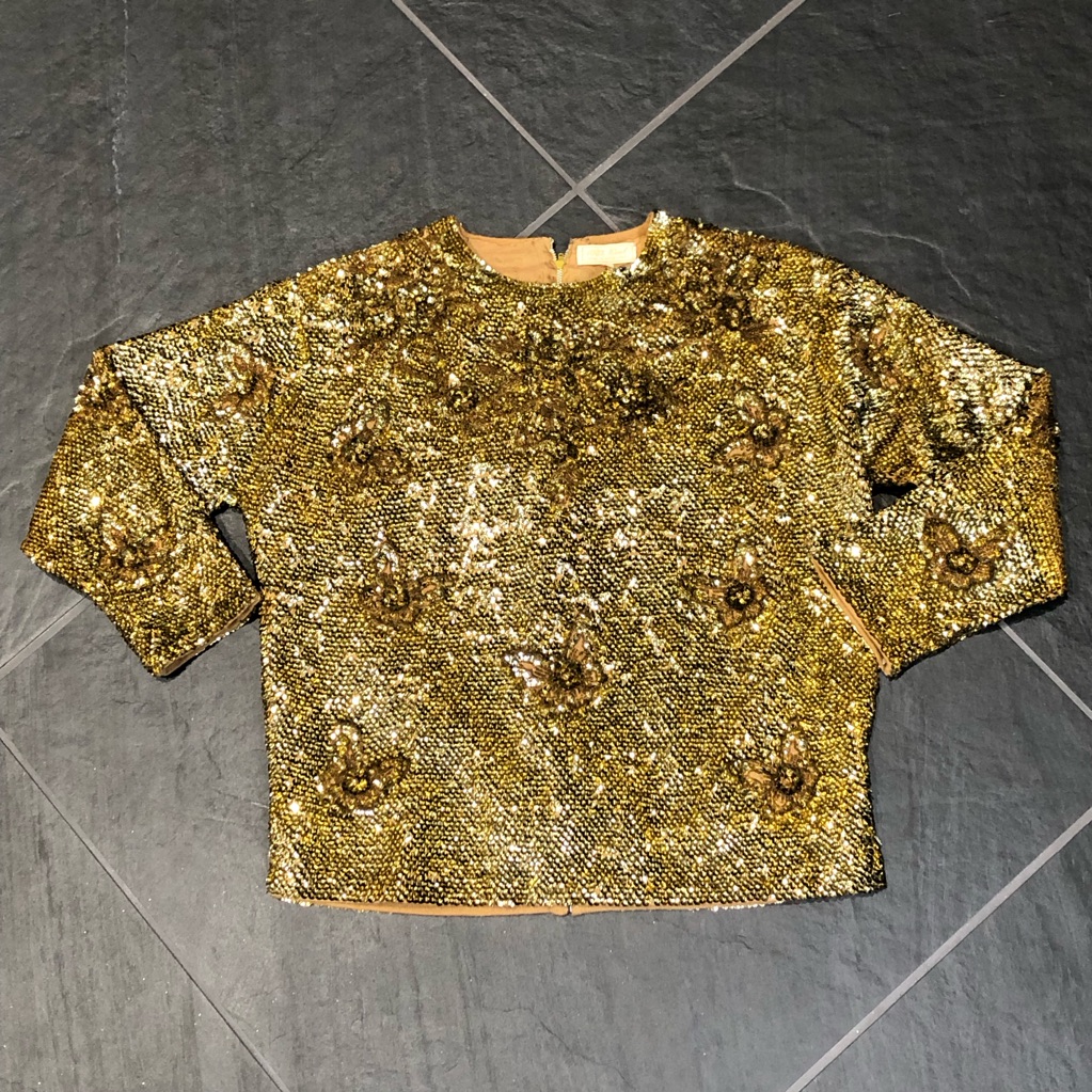 Vintage Gold Sequin Sweater Size S